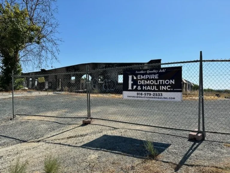 Empire Demolition & Hauling demolition project site in Sacramento, California.